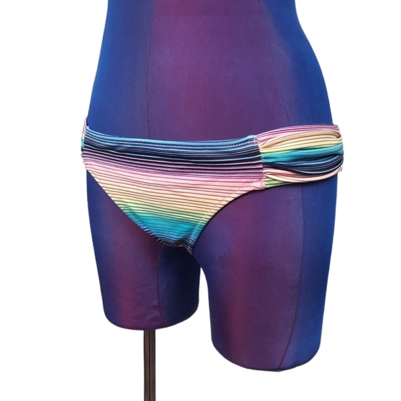 Victoria's Secret Pastel Rainbow Striped Bikini Bottom‎ Size Small Women's - Picture 1 of 6